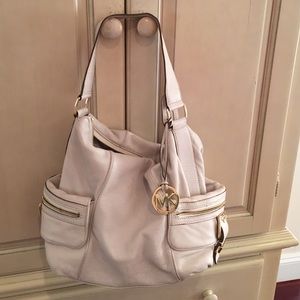 Beige Leather Michael Kors Shoulder Bag