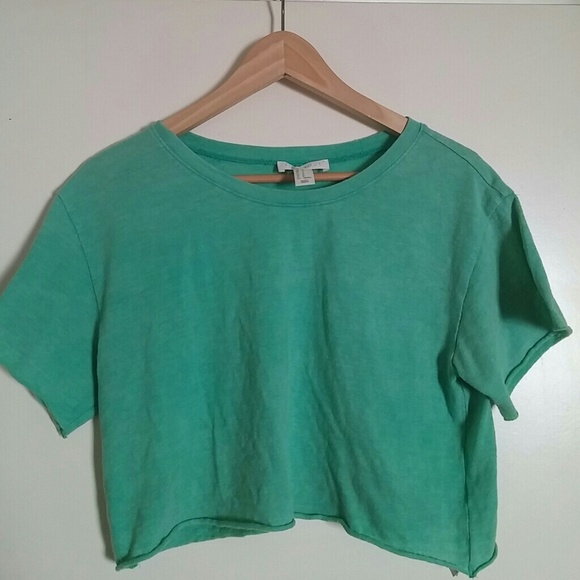 Forever 21 Light Teal Distressed Crop Top