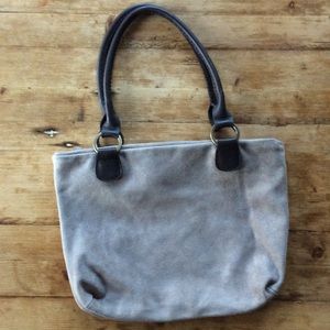 Suede handbag taupe color