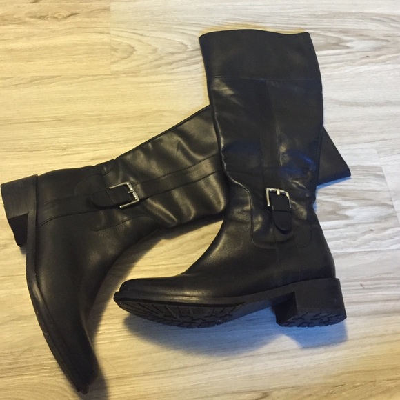 Cole Haan tall leather boots, black