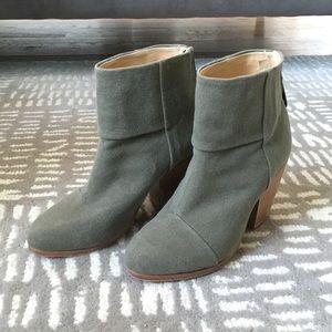 RAG & BONE Newbury Green Canvas Ankle Boots