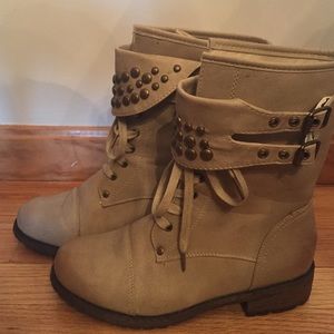 Tan combat boots