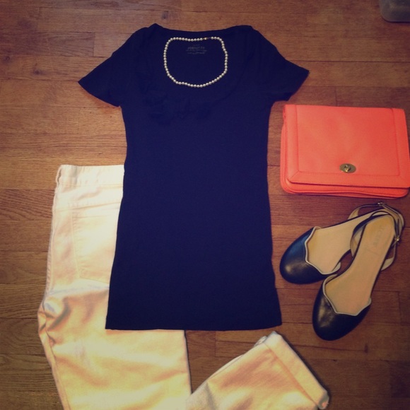 J Crew navy cotton Perfect fit scoop neck t-shirt