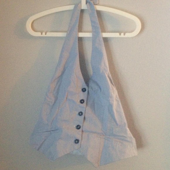 Blue and White Button- Up Striped Vest Size 10