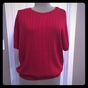 🔥$5 BOGO-  sweater in deep red with cable accents