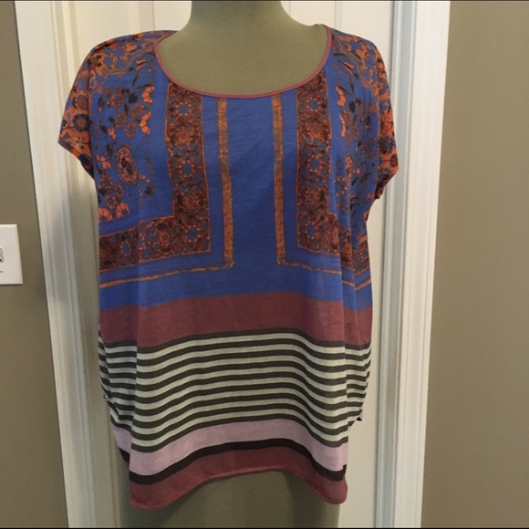 Dream daily mixed print top with chiffon back