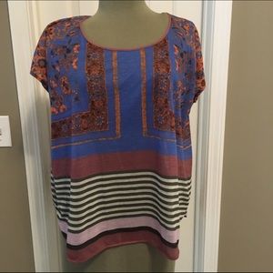 Dream daily mixed print top with chiffon back