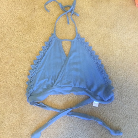 Blue ANGL open back crop top