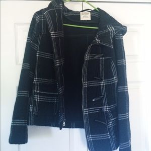 Old Navy Plaid Toggle Wool Peacoat - Size M