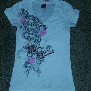 Awesome semi sheer white Metal Mulisha shirt