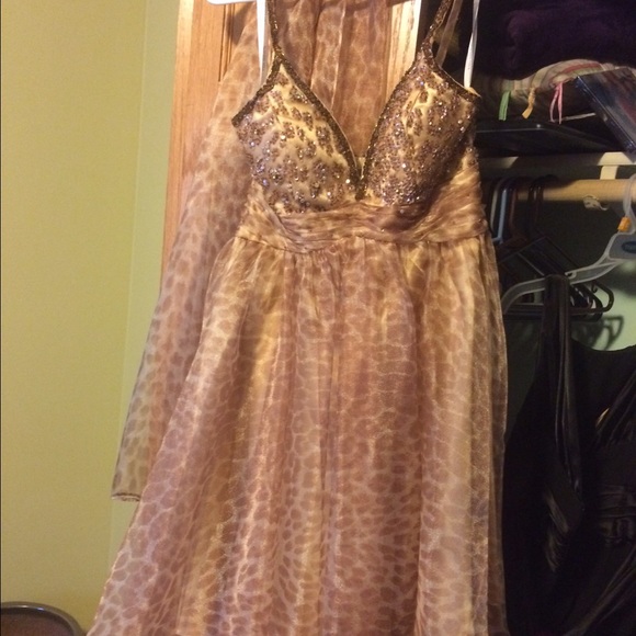 Sherri Hill short formal dress. Cheetah &sequined