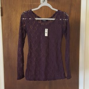 🆕️ Express Purple Lace Long sleeve shirt small