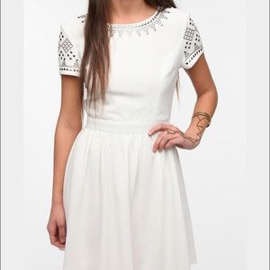 Staring at Stars Crepe Studded Shoulder Dress