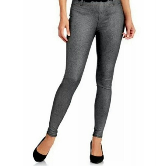 Faded Glory Pants - Jeggings Black Silver Foil