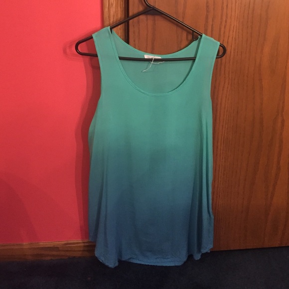 Teal to blue tunic tank top