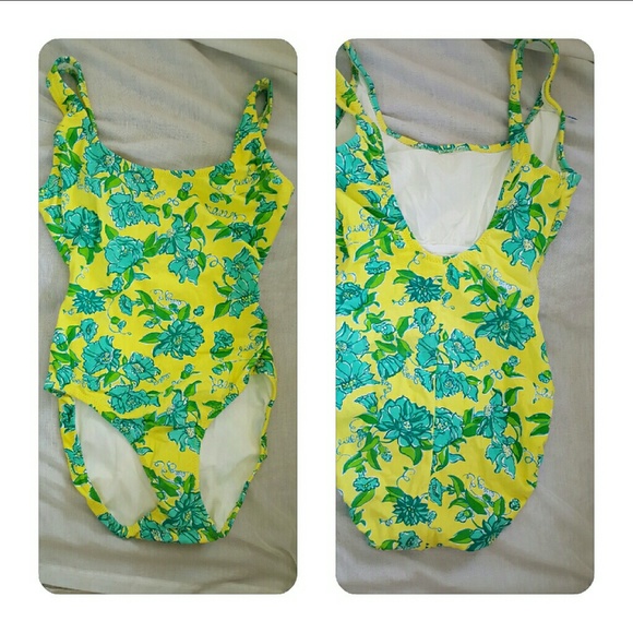 Lilly pulitzer bathing suit tank yellow blue green