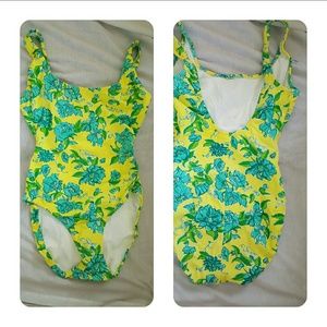 Lilly pulitzer bathing suit tank yellow blue green