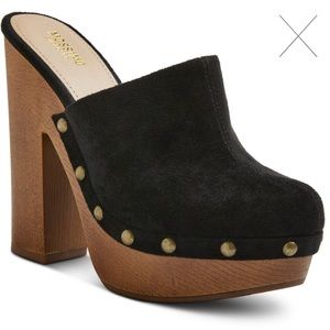Mossimo Black Suede Dakota Platform 70s Boho Clogs