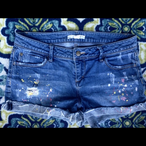 Blue denim cutoff shorts