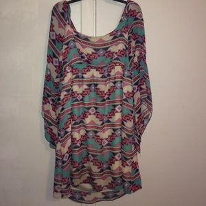 Tribal print long sleeve dress