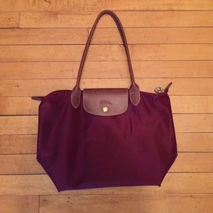 Maroon medium sized Longchamp tote