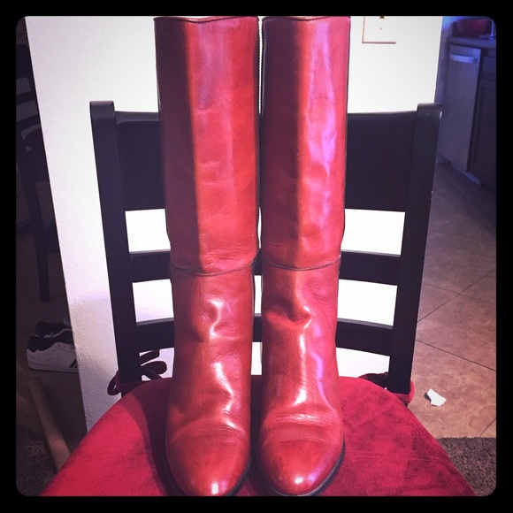 💢💢Italian leather red riding boots💋
