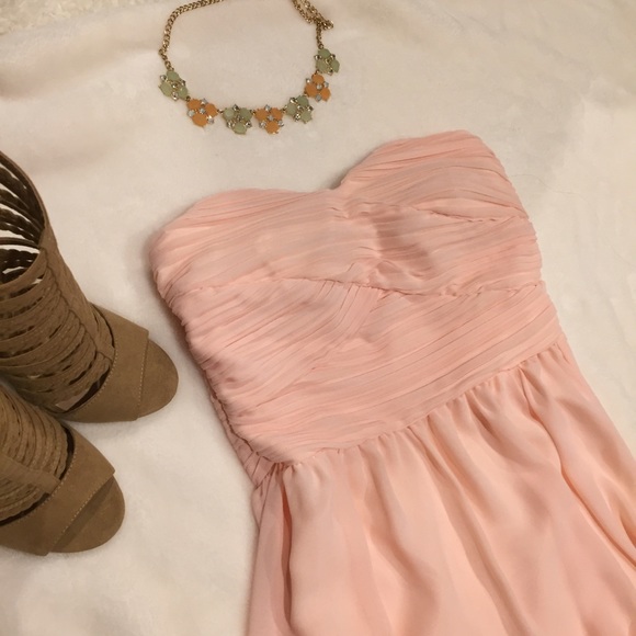 Pink Strapless High Low Dress - Picture 2 of 3
