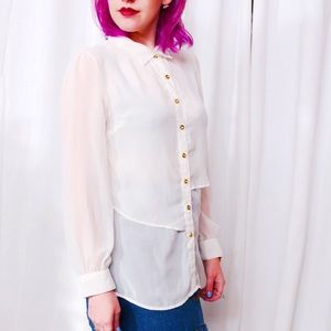 Tops - 💙SALE❤️ Ivory Chiffon Blouse Tops - 💙SALE❤️ Ivory Chiffon Blouse