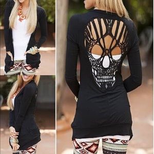 Black skull cardigan
