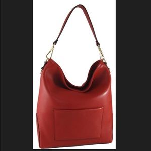 Red Leather Handbag Bucket Bag Italian leather
