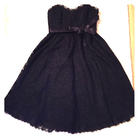 BCBG Strapless black lace dress