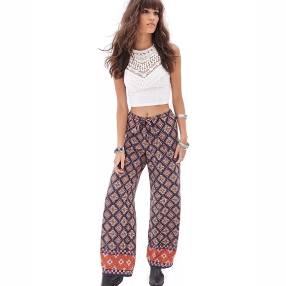 Forever 21 Abstract Paisley Palazzo Pants