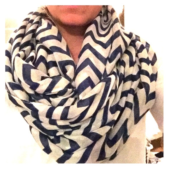 Blue and white chevron scarf