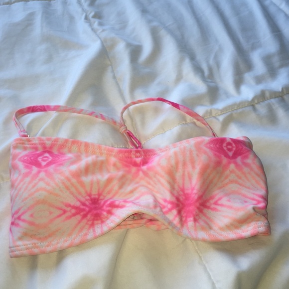 pink&white tye dye bikini top