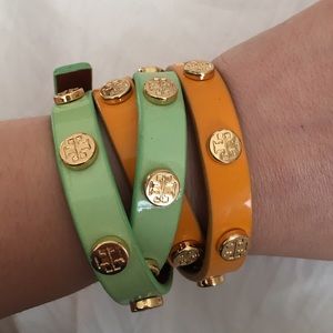 Tory Burch patent leather double wrap bracelet