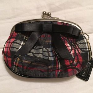 Coach red plaid coin purse