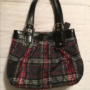 Coach red plaid purse
