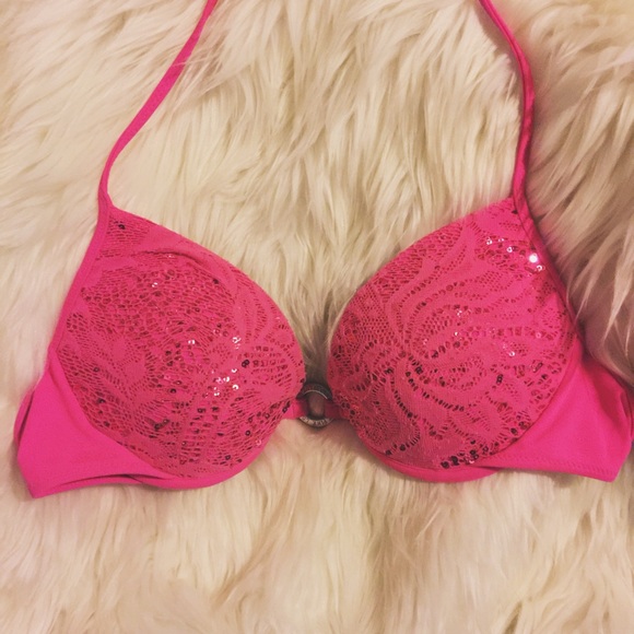 VS Pink Sequin Push Up Bikini Top