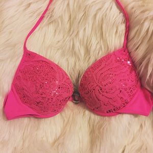 VS Pink Sequin Push Up Bikini Top