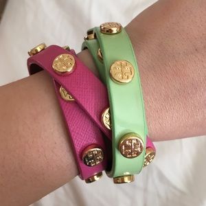 Tory Burch leather double wrap bracelet