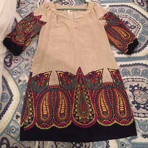 Pink owl multicolor shift dress