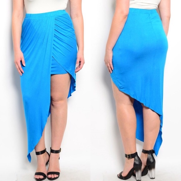 🎉CLEARANCE🎉Plus Size Blue Sarong Knit Wrap Skirt - Picture 2 of 3