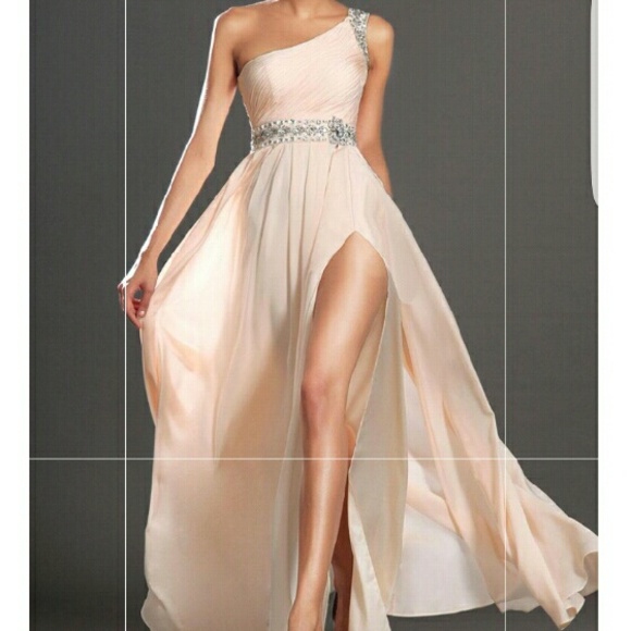 One Shoulder Beadings Chiffon Bridesmaid/Prom - Picture 2 of 4