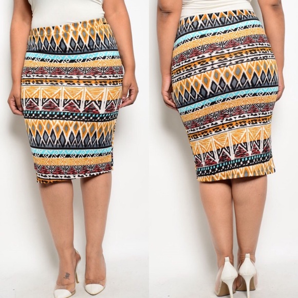 Boutique Dresses & Skirts - 🎉CLEARANCE🎉Plus Size Multi Tribal Print Skirt