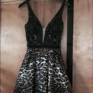 Sherri Hill Cheetah Printed Cocktail Dress