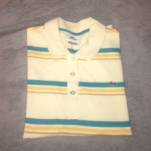 NWOT Lacoste three button striped multicolor polo shirt,