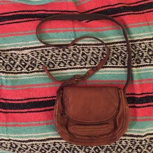 Lucky Brand Brown Leather Flap Saddle bag
