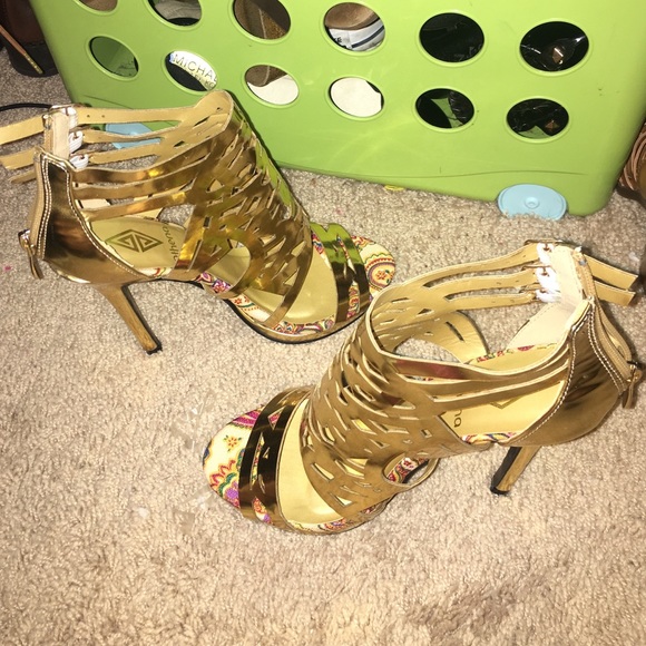 Gold high heels