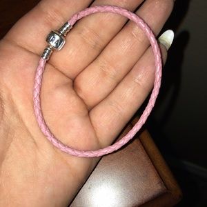 Pink Leather Pandora Bracelet