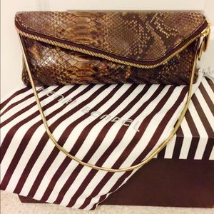 Debutante slim asym clutch - snake skin
